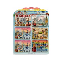 İstanbul Temalı Ahşap Buzdolapı Süsü Magnet 6'lı Set Alk5808