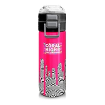 Coral High Kız Çocuk 500 Ml Okul Ve Günlük Paslanmaz Çelik Termos - Pembe Siyah Beyaz Desenli - Sızdırmaz Çok Renkli