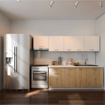 Tdesigno Nisa Hazır Mutfak Dolabı 260 CM Safir Meşe Beyaz Atlantik Çam - Beyaz