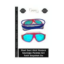 Özel Seri Gl6 Yüzücü Gözlüğü Pembe-gri Tatil Seyahat Su Gri - Pembe