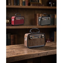 Bluetooth Hoparlör Ahşap Görünümlü Işıklı Vintage Radyo Uuczzzzktf1467radyoooo3
