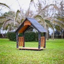 Isı Yalıtımlı Ahşap Köpek Kulübeleri İçin Ekstra Gölgelik Çatı Ve Taban Veranda Medıum