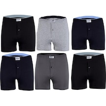 Yıldız 6'Lı Paket Erkek Havlubel Düğmeli Penye Boxer Çok Renkli