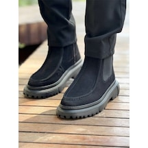 Pabucmarketi Fermuarlı Erkek Düz Bot Siyah Süet Çok Renkli
