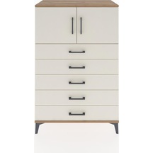 Hyperion Dolap Tek Raflı 5 Çekmeceli 2 Kapaklı 88x44x134 Çam-aytaşı Atlas Çam