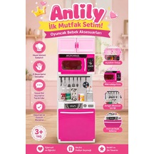 Oyuncak Mutfak Seti Pembe Renkli Zengin Aksesuarlı Evcilik Oyuncağı 34.5 Cm