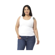 Disentis Büyük Beden Askılı Fitilli Kaşkorse Beyaz Body-beyaz Beyaz