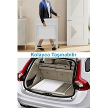 Bodo Metal Ayaklı Laptop Masası Katlanır Çalışma Masası Raflı Masa Katlanır Laptop Sehpası Beyaz - Siyah
