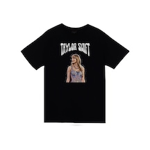 Taylor Swift Baskılı Unisex %100 Pamuk Siyah T-shirt SIYAH