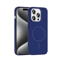 Zore İphone 15 Pro Max Kılıf Magsafe Şarj Özellikli Nvth Ruby Silikon Kapak - Lacivert