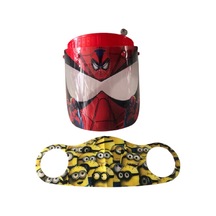 Gürbey Spiderman Baskılı Çocuk Siperlik + Minyonlar Desenli Çocuk Maske