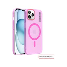 Apple iPhone 11 Pro Max Magsafe Uyumlu Mat Sert Klein Kılıf Pembe
