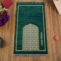 İsme Özel Selçuklu Desenli Lüks Şönil Seccade-yeşil 66x120cm 520 Gr