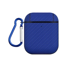 Airpods Uyumlu 1/2 Dokuma Cilt Dokusu Pc Tws Kulaklık Koruyucu Kılıf Mavi