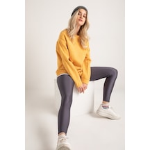 Bonbonetti Chocolate Baby & Kids Kadın Antrasit Gri Yüksek Bel,günlük Ve Sporda Kullanım Iç Göstermez Toparlayıcı Parlak Disco Tayt Antrasit Gri