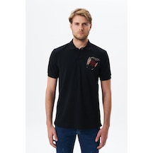 AR-MA Arma Erkek Regular Fit Baskılı % 100 Pamuk Pike Polo Yaka Tişört Y29374356202 Siyah