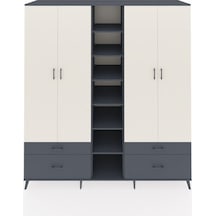 Kronos Dolap 12 Raflı 4 Çekmeceli 2 Askılı 220x59x243 Antrasit-aytaşı/antrasit Çok Renkli