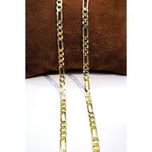 Omar Silver Unisex Figaro Gold Altın Kaplama 3,6 Mm Gümüş Kolye Z
