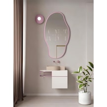 Ant Home Asimetrik 75x40 Cm Konsol Aynası, Dresuar Aynası, Tuvalet Aynası, Holl Aynası, Banyo Aynası Pembe