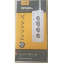 Ayt Yamatik X-man-104 A-class 4 Lü Ayrı Anahtarlı 2 Metre Akım Korumalı Grup Priz 1400 Joule Uzatma Kablosu 2 M