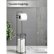 Siyah Standlı Yedek Hazneli Tuvalet Kağıtlığı Renkli