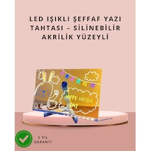 Led Işıklı Şeffaf Yazı Tahtası Neon Etkili Akrilik Pano, Silinebilir, 7 Renkli Kalemli, 30x20 Cm - Lisinya