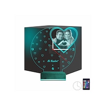 Luvivia Kalp Sevgiliye Hediye V3 Fotoğraflı Saatli 3d Lamba - Masa Gece Lambası
