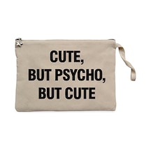 Cute But Psycho Krem Clutch Astarlı Cüzdan / El Çantası Krem