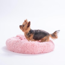Pembe Donut Köpek Yatağı Kedi Yatağı Simit Yatak Anti-stress Pet Yatağı Peluş Yatak M