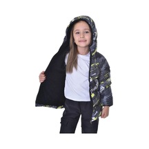 Spor Kız Çocukdijital Desen Polar Su Ve Rüzgar Geçirmez Kapüşonlu Şişme Mont-124 Sarı