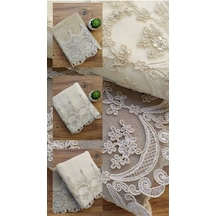 Fabella Çeyizlik Kadife El ve Yüz Havlu Seti 2'li Set 50/90cm Bej - Kahverengi