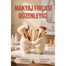 Fiyonk Tasarımlı Makyaj Fırçası Düzenleyici Çift Gözlü Kalemlik Ve Fırçalık Krem