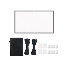 100 İnç 16:9 Taşınabilir Katlanabilir Projeksiyon Perdesi, İz Bırakmayan, Kancalı, İp Ve Çantalı Polyester Malzeme