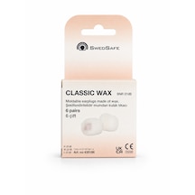 Swedsafe Classic Wax Kulak Tıkacı, 6 Çift, Mum Yapılı, Vücut Sıcaklığına Uyum Sağlayan, Yumuşak, Konforlu, Ses Azaltma, Uyku Ve Dinlenme