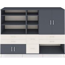 Hyperion Dolap 10 Raflı 6 Çekmeceli 4 Kapaklı 220x44x163 Antrasit Antrasit-antrasit/aytaşı