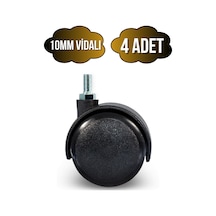 Vidalı Masa Tekeri Sandalye Ve Koltuk Tekeri 10mm 50mm Siyah 4 Adet Siyah