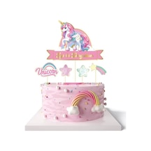 Unicorn Temalı Pasta Süsü Kürdan 5 Li