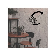 Işıklı Kişiye Özel Çiçekli C Harf Dekoratif Tablo Balkon Duvar Dekorlu Gece Lambası Sarı - 742956779 Sarı