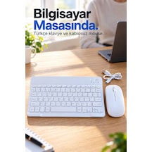Türkçe Q Kablosuz Klavye Ve Beyaz Mouse Takımı Optik