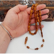 Soma Tesbih Mücahit Şener İmzalı Gümüş Sarmalı Kuka Tesbih Ölçü 8.2x12