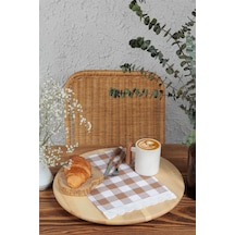 Peçete Kareli Fistolu 6 Lı Retro 20x30 Cm Kahverengi