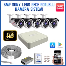 5 'Li 5 Mp Sony Lens Gece Görüşlü Ahd Güvenlik Kamerası Sistemi