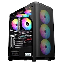 Aztech Sky Hawk Azt18 600w Temper Cam , Mesh Panel Siyah 4 12cm Rgb Fan + Usb 3.2 Gaming Kasa