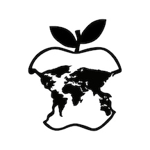 Isırılmış Elma Dünya Haritası Sticker 10 X 12 Cm