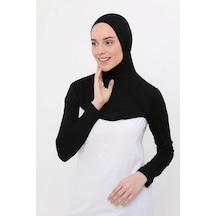 Altobeh Boyunluklu Boneli Uzun Kolluk Siyah Çok Renkli