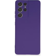 Newface - 56 - Samsung Galaxy Uyumlu  S21 Ultra Kılıf Nano İçi Kadife Silikon - Ece-umay - - Mor