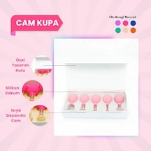 Silikon Vakumlu Cam Yüz Masaj Kupası 5'li Set Pembe Çok Renkli