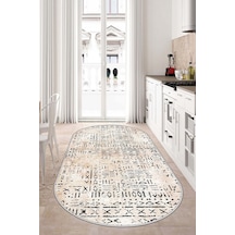 West Home Dijital Baskı Yıkanabilir Kaymaz Taban Mutfak Halısı Salon Halısı Ve Yolluk Wh 548 Beige Oval