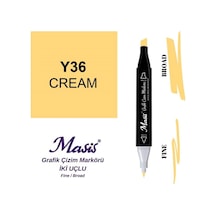 Çift Uçlu Marker Grafik Çizim Kalemi 36 Krem