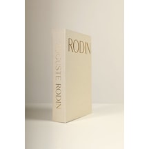 Kumaş Kaplı Rodin Bej Gold Dekoratif Kitap Kutu